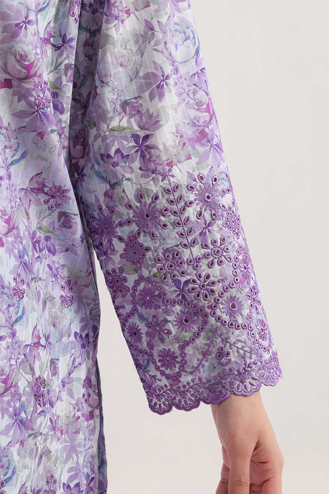 Printed Embroidered Self Lawn Stitched 2 Piece (Shirt/Trouser) — view 2