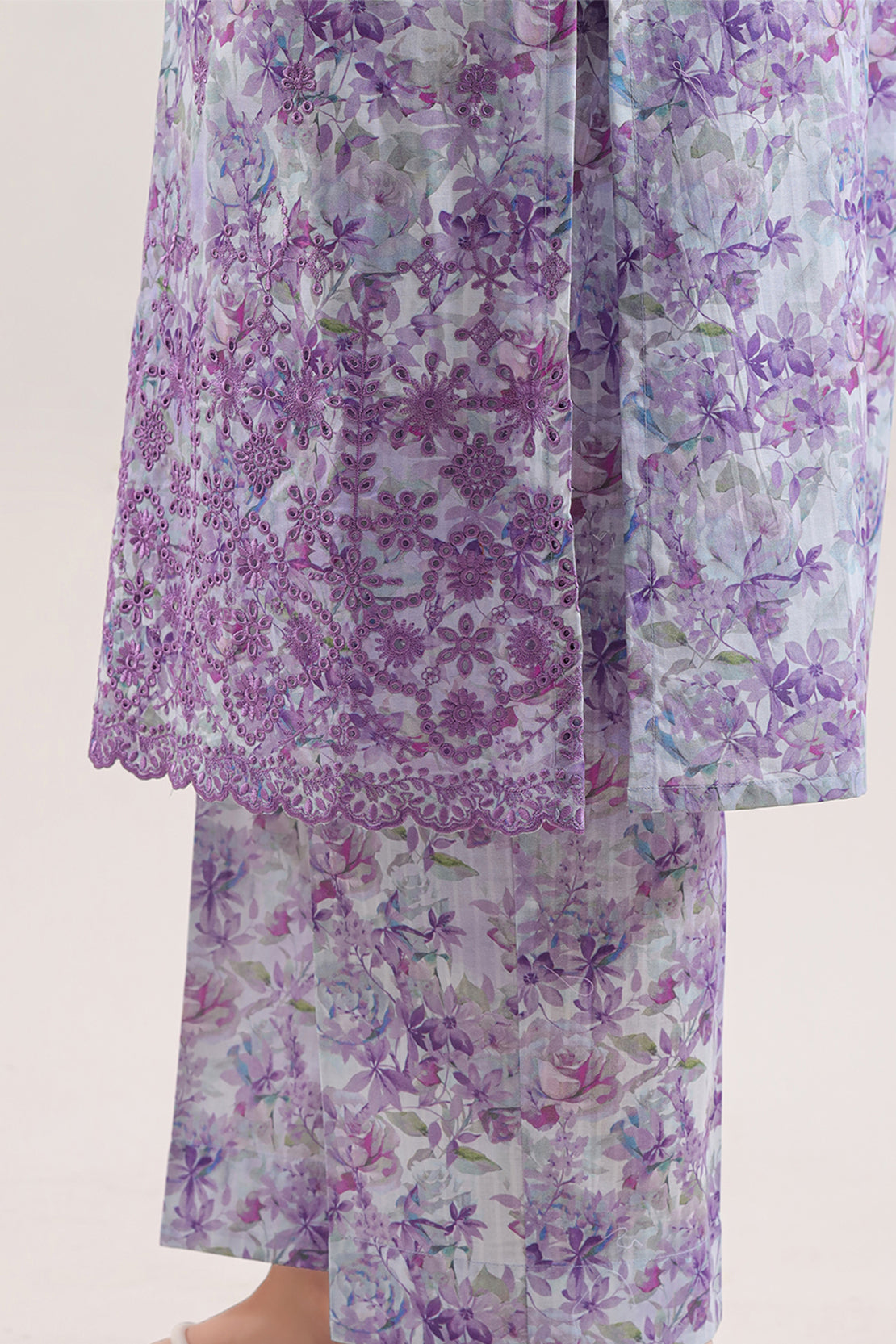 Printed Embroidered Self Lawn Stitched 2 Piece (Shirt/Trouser) — view 3