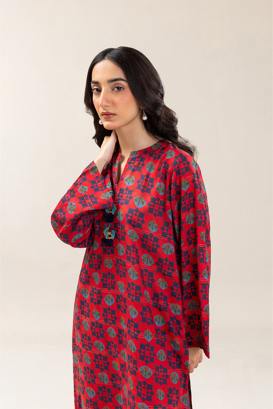2 PIECE PRINTED LUREX LAWN SUIT (PRET) — view 2