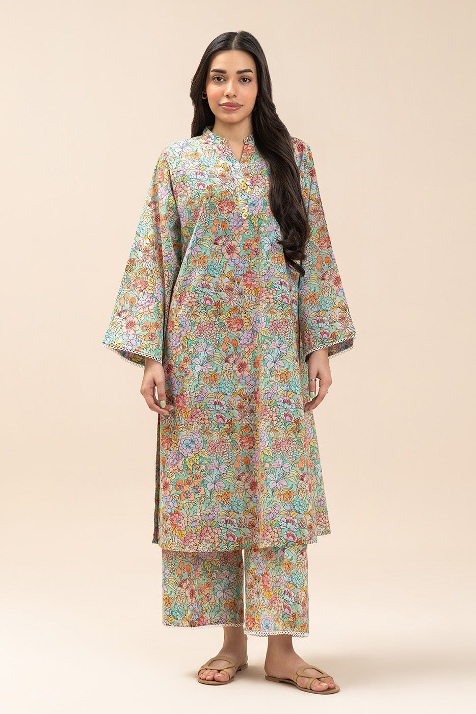 2 piece printed lawn suit — view 1