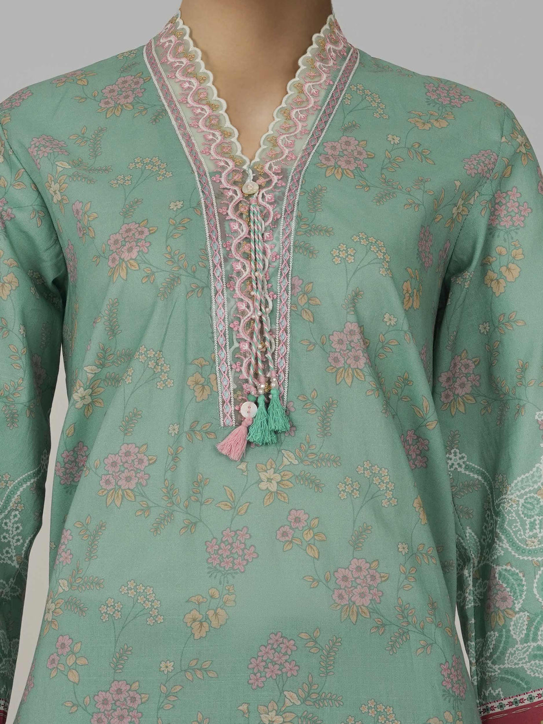 3 Piece Lawn Slub Suit- Embroidered (Pret) — view 2