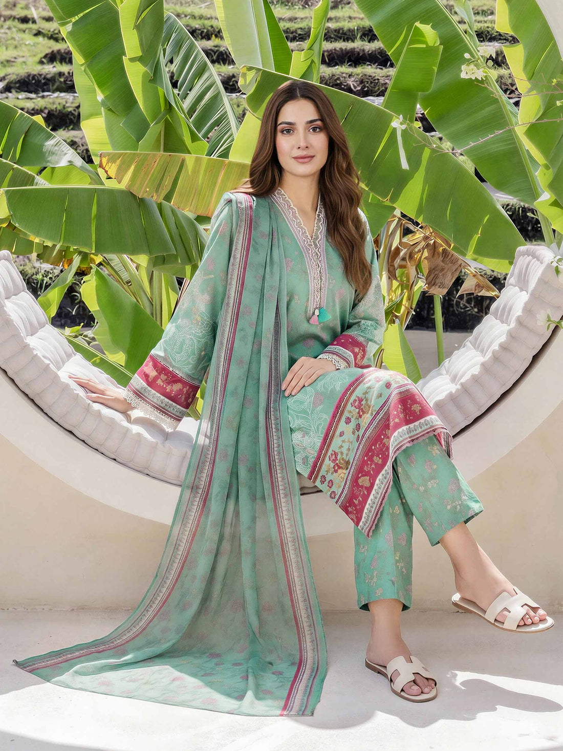3 Piece Lawn Slub Suit- Embroidered (Pret) — view 1