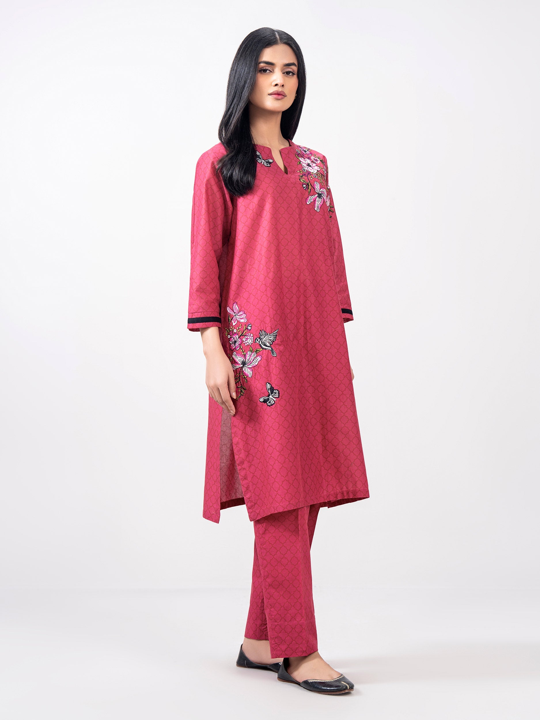 2 Piece Cambric Suit- Embroidered (Pret) — view 1