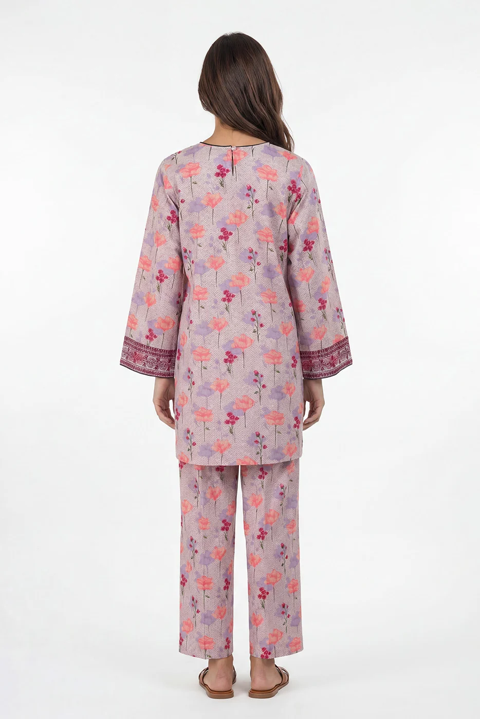 2 PIECE PRINTED AND EMBROIDERED LAWN SUIT (PRET) — view 4