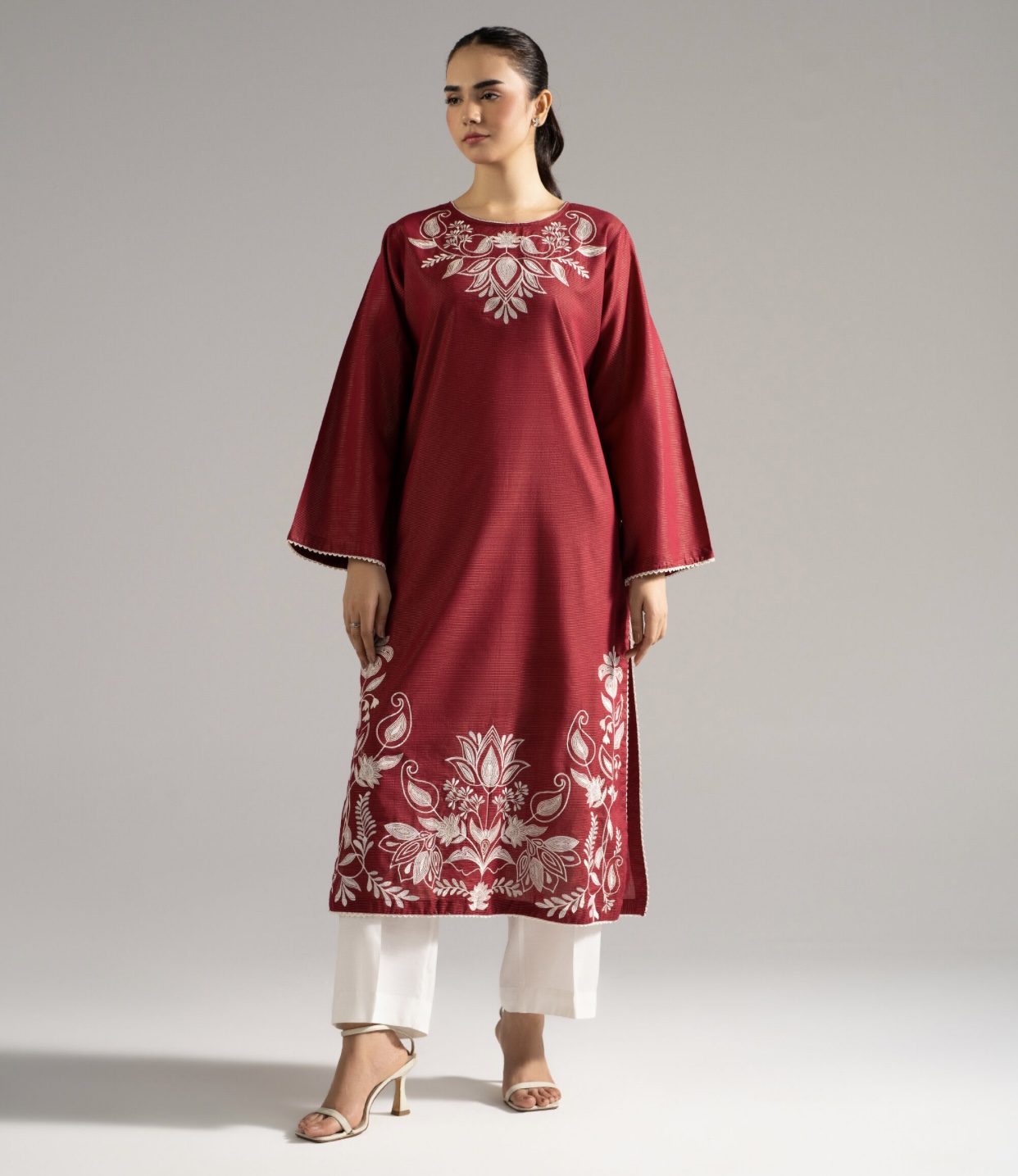 EMBROIDERED ZARI LAWN SHIRT — view 1