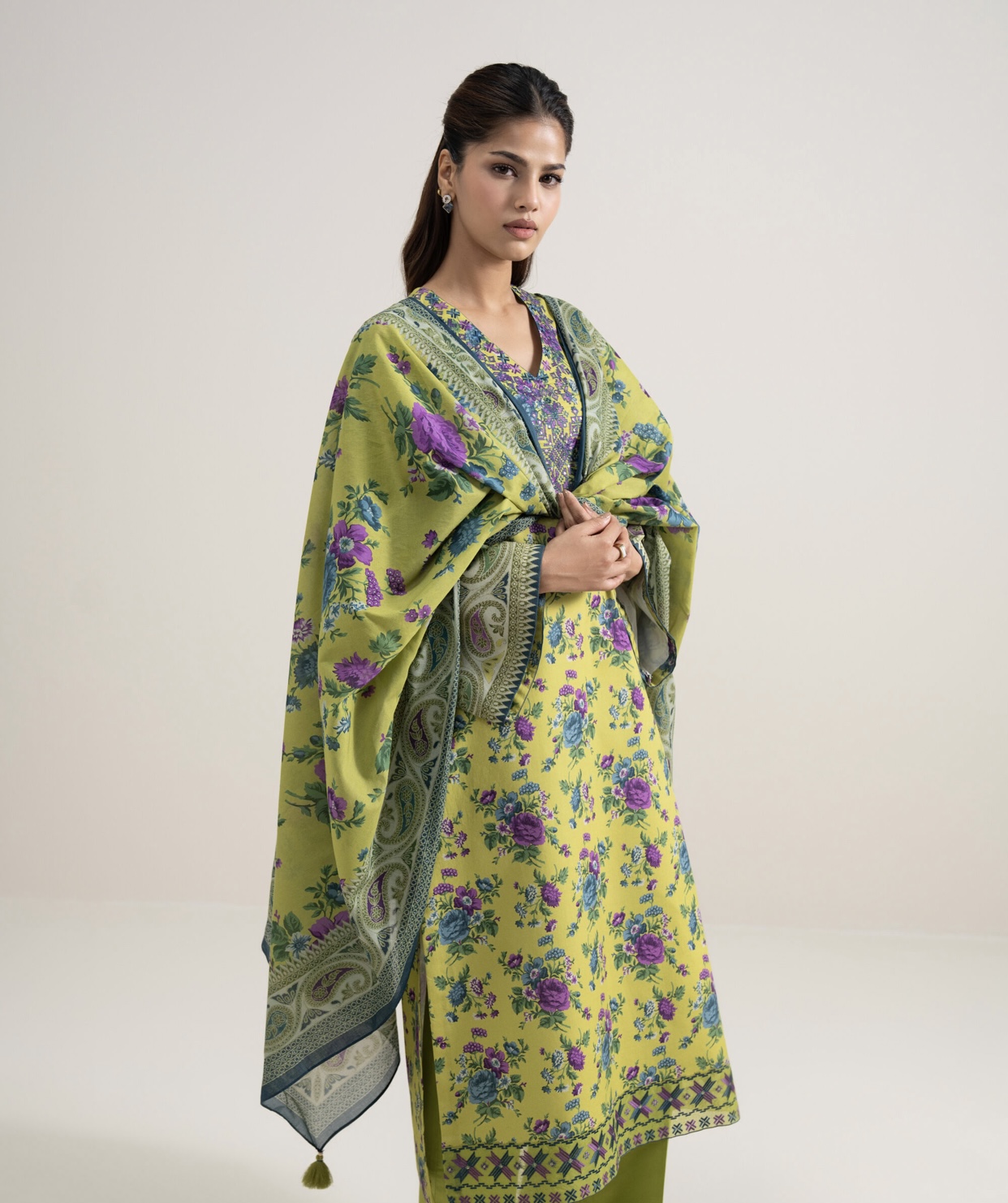 3 PIECE - EMBROIDERED LAWN SUIT — view 2