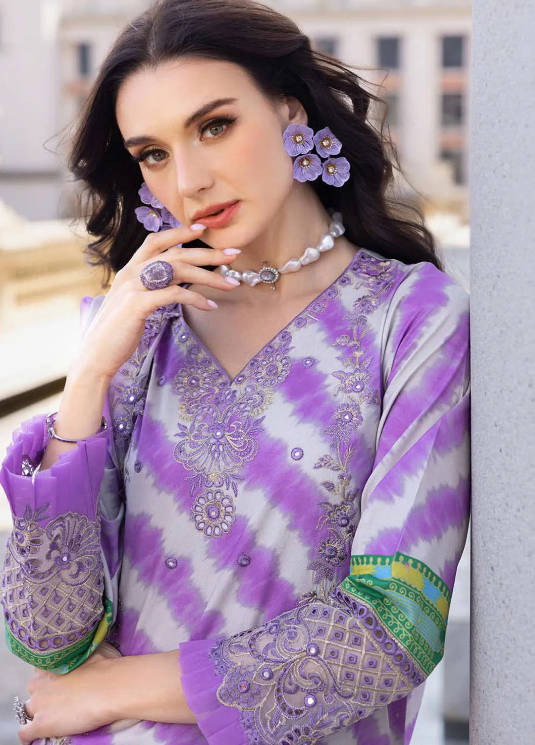 Embroidered lawn suit — view 2