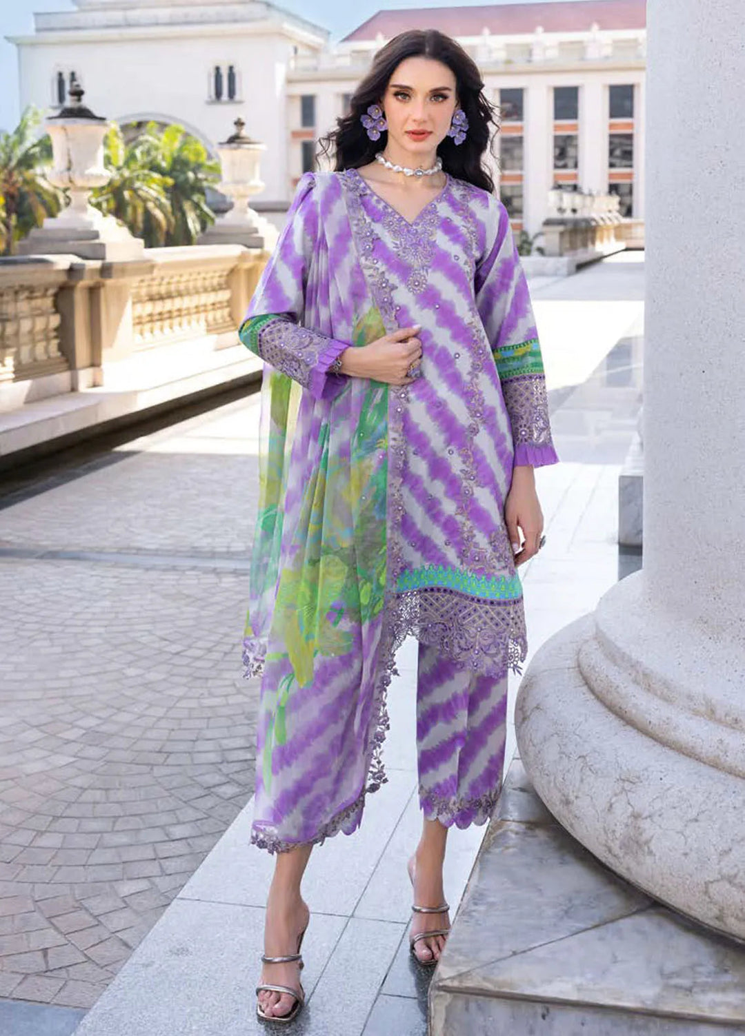 Embroidered lawn suit