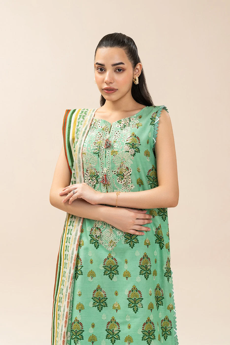 3 PIECE EMBROIDERED LAWN SUIT-FERN MIST (UNSTITCHED) — view 2