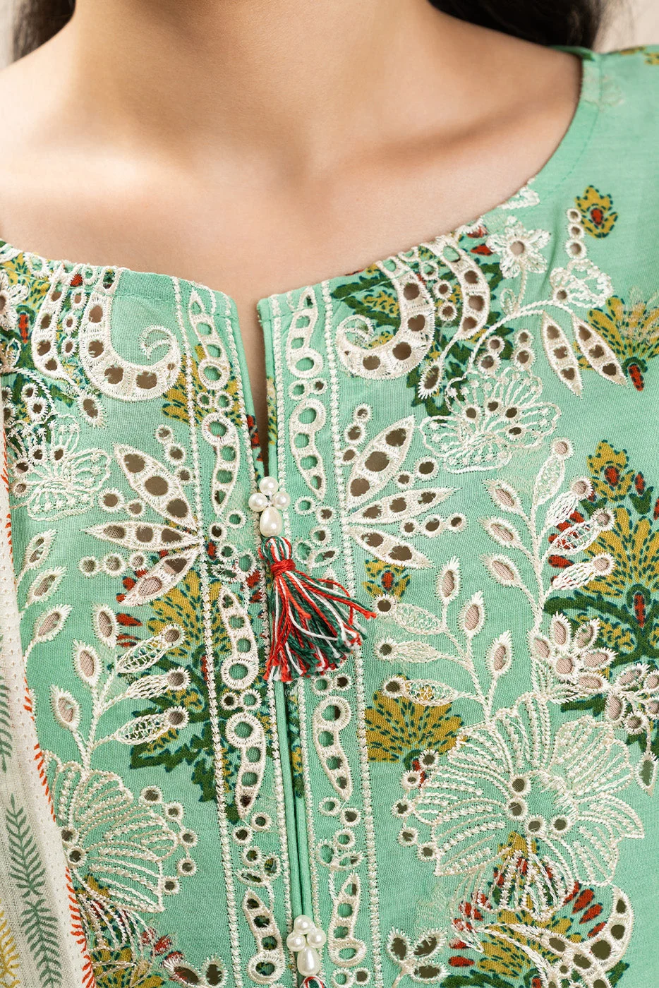 3 PIECE EMBROIDERED LAWN SUIT-FERN MIST (UNSTITCHED) — view 6