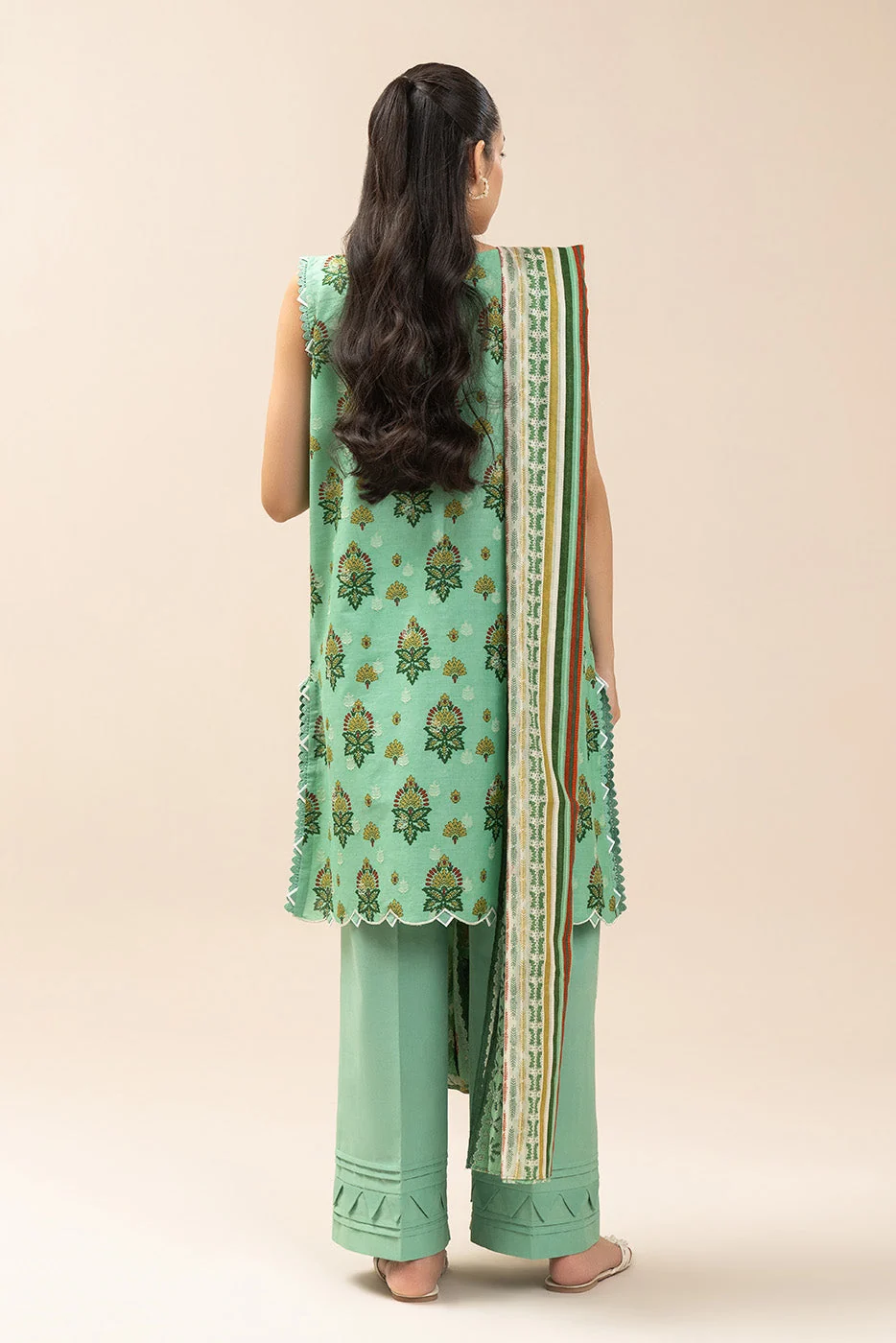 3 PIECE EMBROIDERED LAWN SUIT-FERN MIST (UNSTITCHED) — view 5